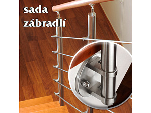 Boční nerezové zábradlí - sada s dřevěným madlem