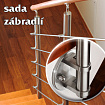 Boční nerezové zábradlí - sada s dřevěným madlem