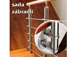 Boční nerezové zábradlí - sada s dřevěným madlem