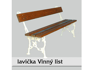 litinová lavička Vinný list