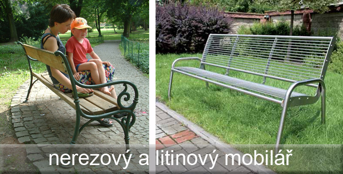 litinový a nerezový městský mobiliář
