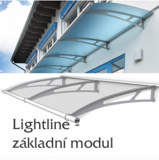 Vchodová stříška Polymer, Lightline XL  2874 x 1420 mm čirá - základní modul